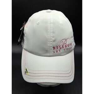 Bellagio Casino Las Vegas Adjustable Pukka White Pink Hat Womens Small Fit - NWT